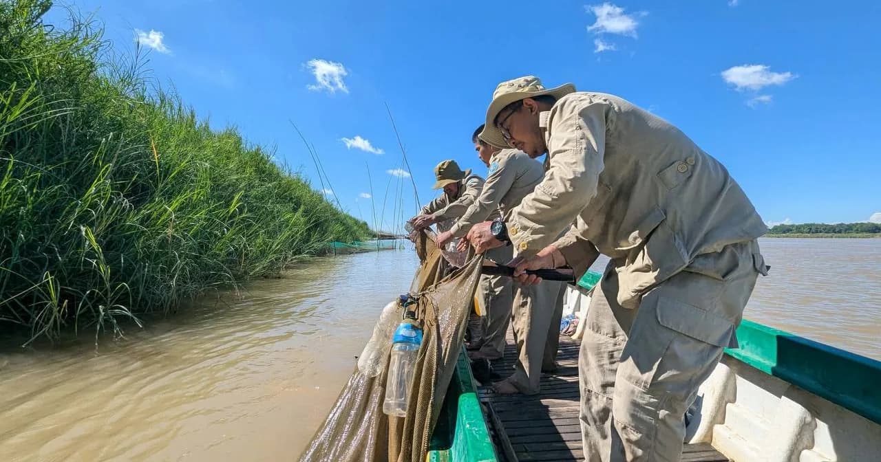 សមត្ថកិច្ចជលផលកំពង់ចាម បង្ក្រាបបទល្មើសនេសាទមួយករណី ក្នុងភូមិសាស្ត្រស្រុកកងមាស