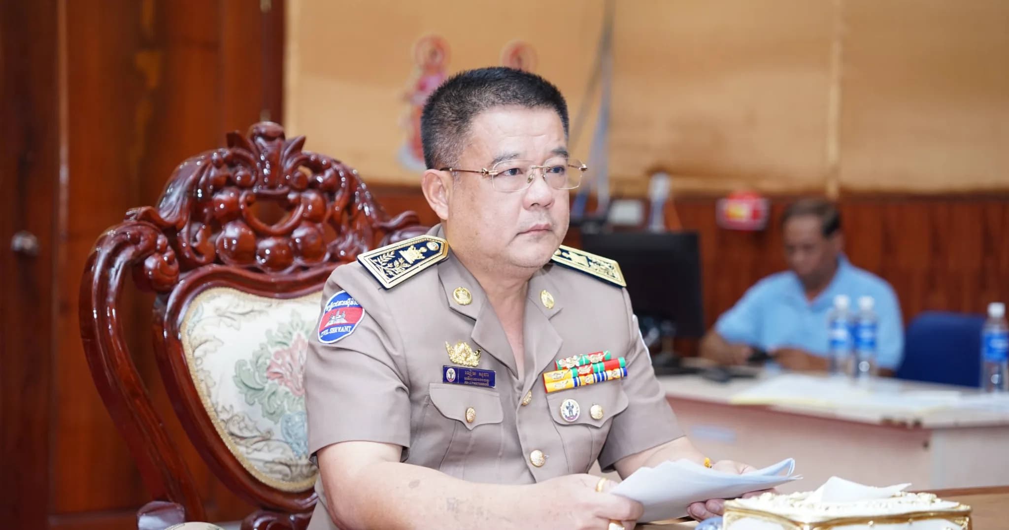 លោក លៀម សុដា ដឹកនាំកិច្ចប្រជុំពិភាក្សាលើការប្រមូលទិន្នន័យ ដើម្បីដោះស្រាយផលប៉ះពាល់គម្រោងធ្វើឱ្យប្រសើរឡើងប្រព័ន្ធធារាសាស្ត្រ និងដោះទឹកតំបន់ស្ពានស្រែង